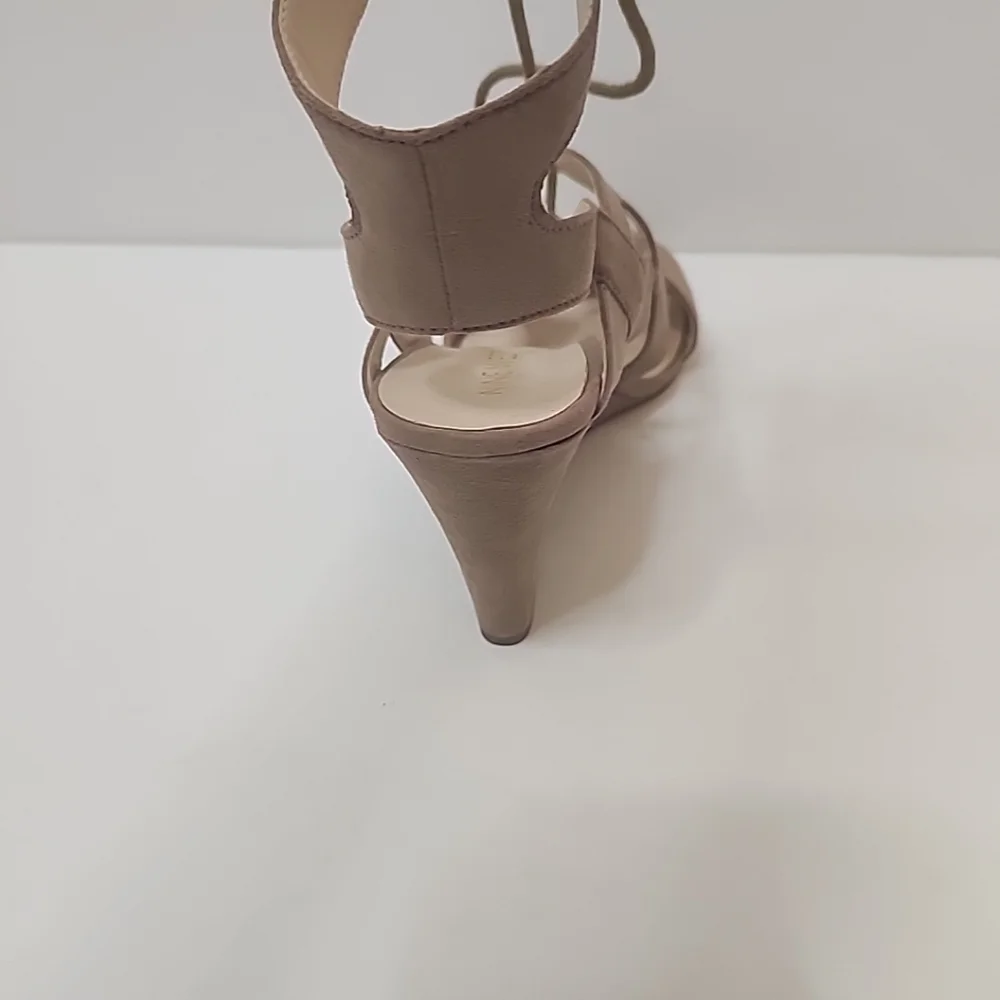 Nine West Women's Tan Beige Pasa Suede Lace Up Wedge Sandals Size 9